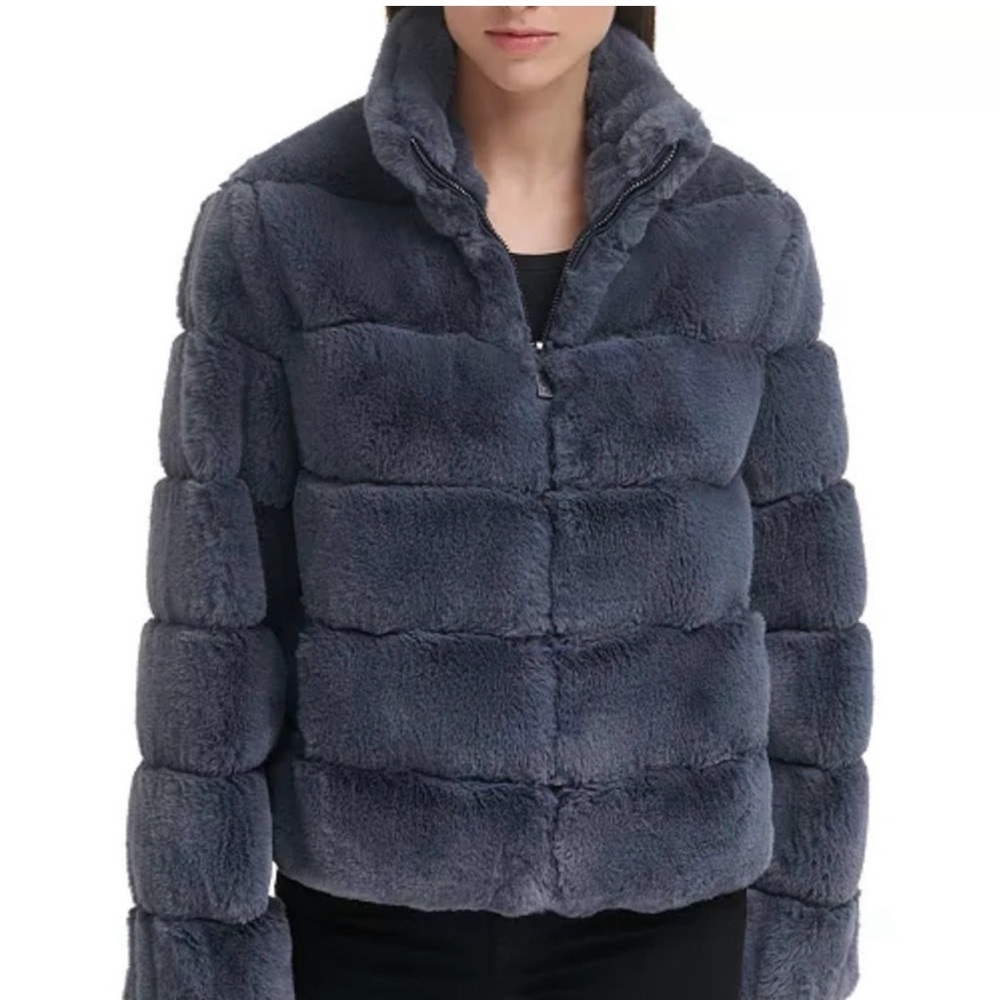 Calvin Klein Women's Blue Faux Fur Jacket